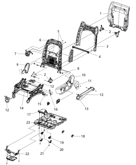 2018 Dodge Durango Frame Front Seat Back Diagram for 68105870AJ