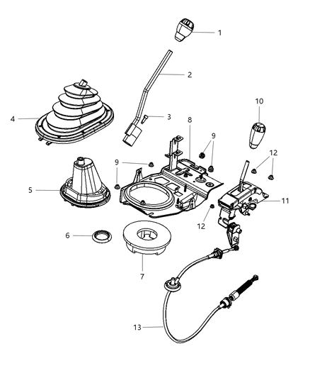 2010 Jeep Wrangler Boot Assembly Gear Shift Control Lever Lower Diagram for 52060165AD
