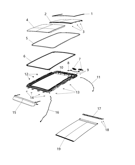 1991 Dodge Ram 50 Glass Sunroof Front Glass Diagram for 68289868AA