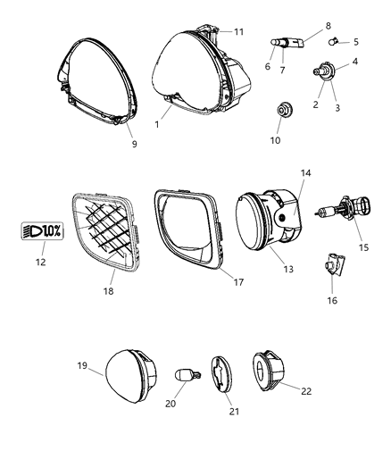 Lamp Front Fog Diagram for 4805856AA