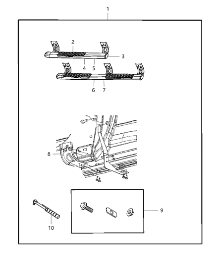 1992 Chrysler Imperial Bracket Kit Side Step Diagram for 68044456AA
