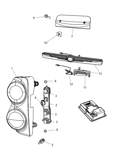 Lamp Center High Mounted Stop Diagram for 55077425AC