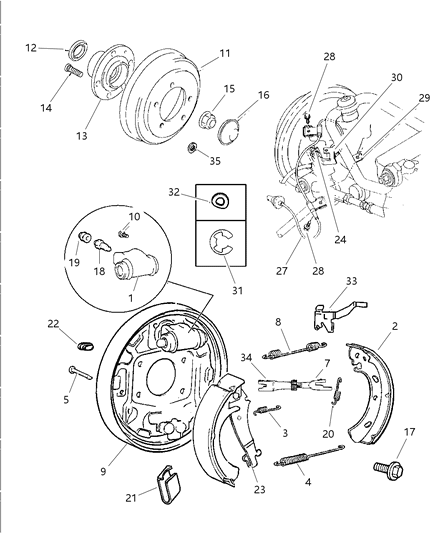 Retainer, Rear Wheel Brake Shoe Hold Down Diagram for 4238732