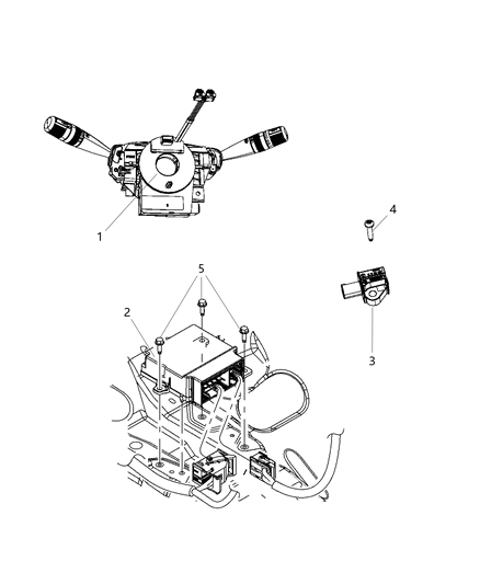 Clockspring Steering Column Control Module w/ Angle Sensor Diagram for 68067552AD