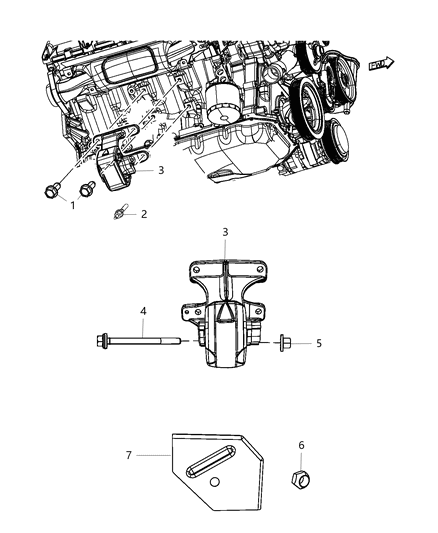 Insulator Engine Mount Diagram for 68043230AB