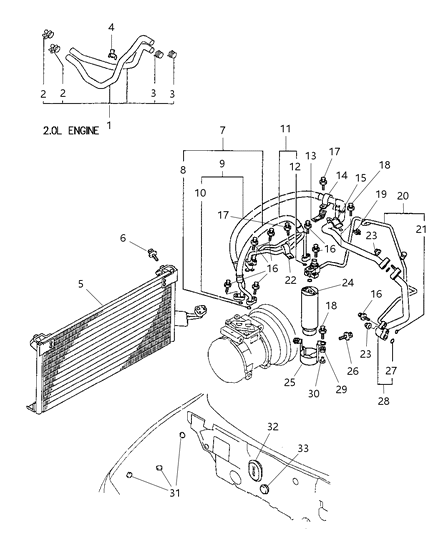 1992 Dodge D150 O - Ring, A/C Plumbing Diagram for MB946604