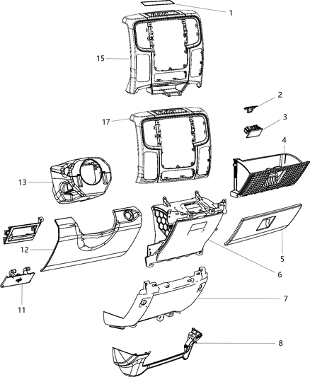 2008 Jeep Patriot Bezel Instrument Panel Center Diagram for 1VY911X9AD