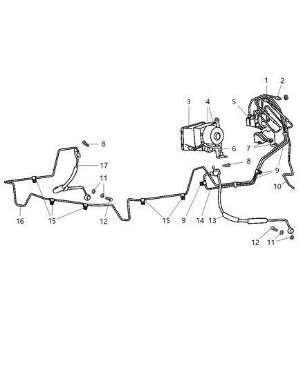 2003 Jeep Liberty Hose Brake Diagram for 52128312AA
