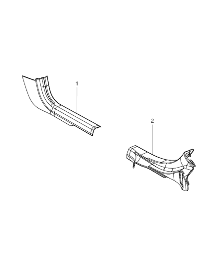 2007 Dodge Ram 2500 Panel Cowl Side Trim Diagram for 1KL46DX9AF