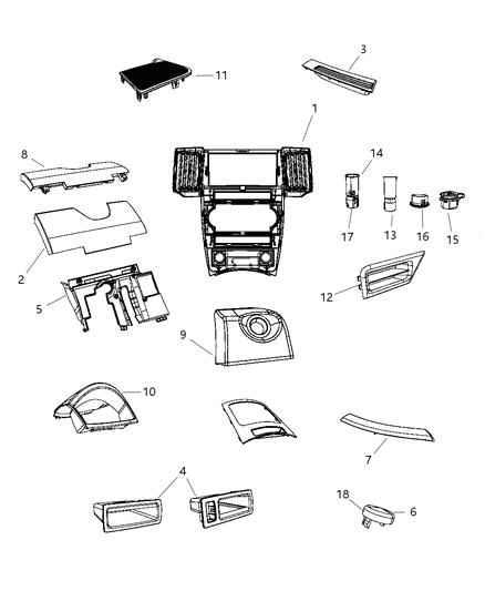 2012 Jeep Wrangler Bezel Cluster Diagram for 1DE89XDVAB