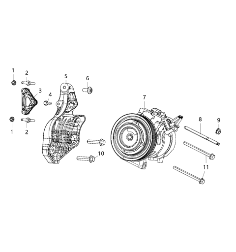 Bracket A/C Compressor Diagram for 68102345AA
