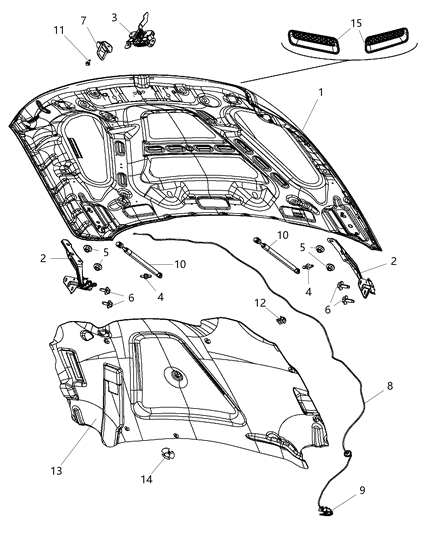Striker Hood Latch Diagram for 5160351AB