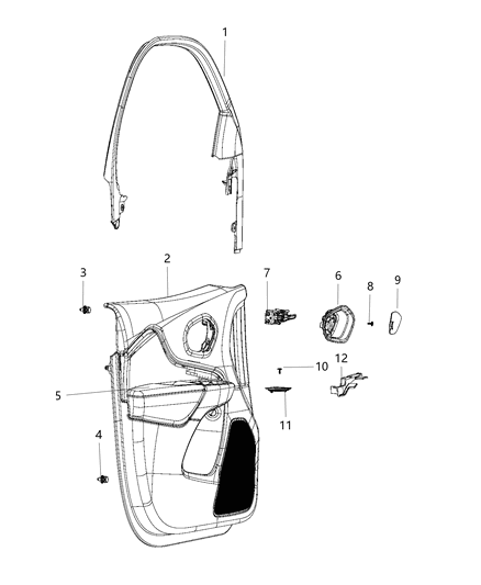 Panel Front Door Trim Diagram for 6CH941L1AB