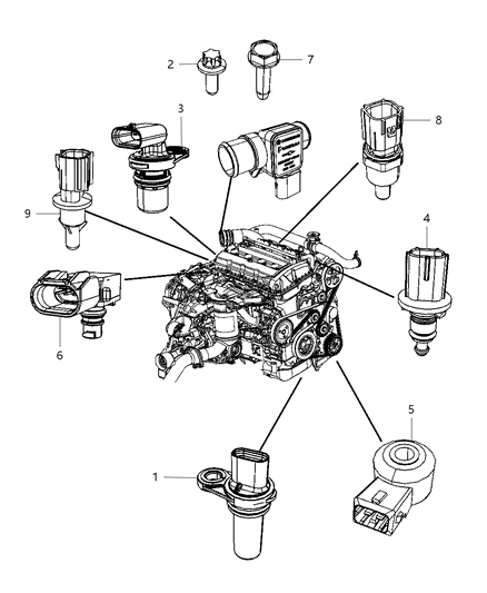 2005 Chrysler Town & Country Sensor Crankshaft Position Diagram for 5033307AD