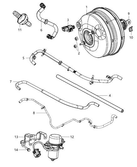Hose Brake Booster Vacuum Diagram for 4581553AB