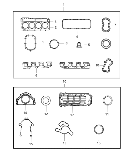 2008 Dodge Durango Gasket Package Front Cover, Item 1 Cover Diagram for 5139933AB