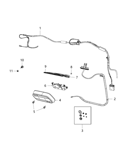 Mounting Hardware Rear Wiper Motor Diagram for 68362085AA