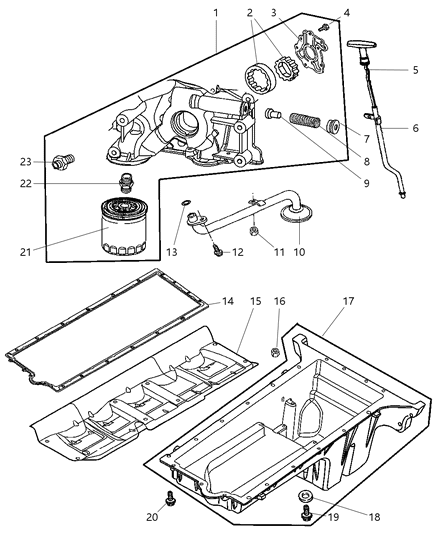 Gasket Oil Pan Diagram for 5037163AD