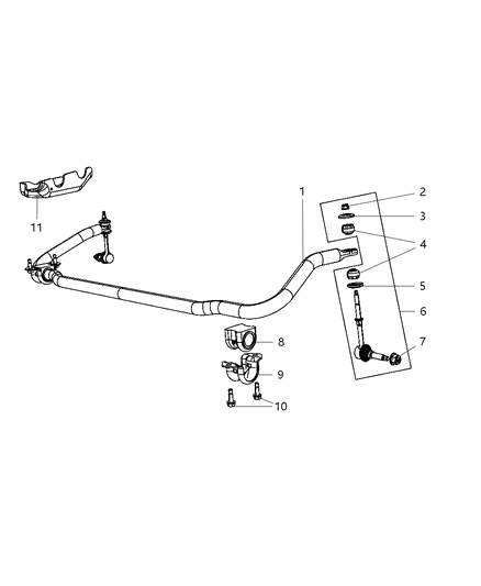 Link Kit Stabilizer Bar Diagram for 68020464AB
