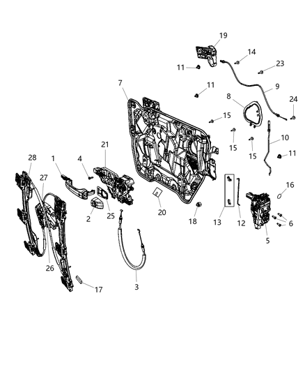 Bracket Front Door Handle Presenter Diagram for 68210369AA