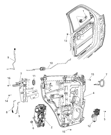 2010 Dodge Nitro Latch Rear Door Diagram for 4589279AH