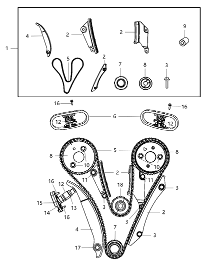1993 Dodge B250 Tensioner Chain Secondary Diagram for 4663676AC