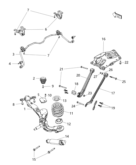 Shock Absorber Suspension Rear Diagram for 68270283AA