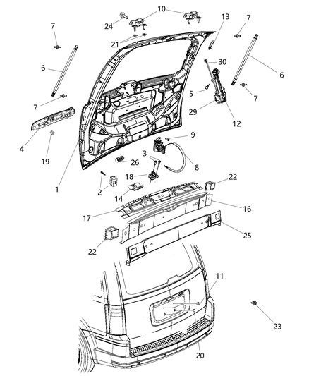 Propeller Liftgate Diagram for 68089035AB