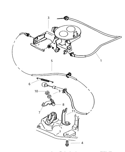 1997 Chrysler Concorde Support Bellcrank Throttle Position Sensor Service Diagram for 5086812AA