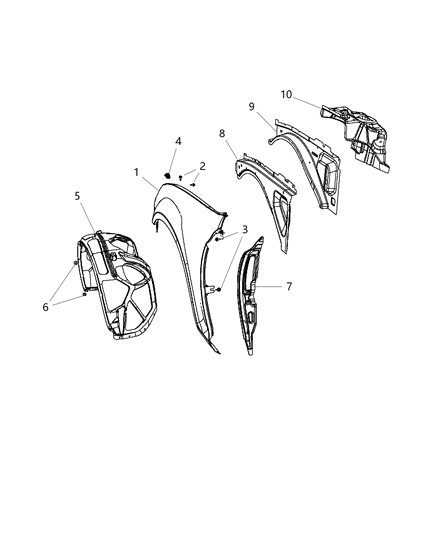 1998 Dodge B2500 Seal Fender To Cowl Diagram for 68040247AB