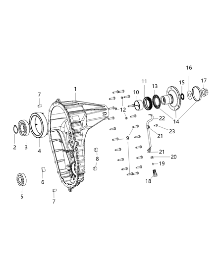 1987 Dodge Ramcharger Nut Transfer Case Yoke Diagram for 68449227AA