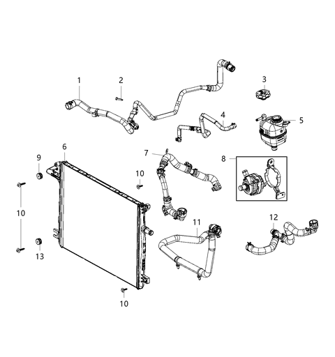 1984 Dodge Ramcharger Hose Coolant Bottle Inlet Diagram for 68302649AA