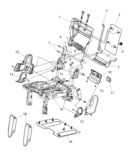 Recliner Seat Back Diagram for 68102146AA