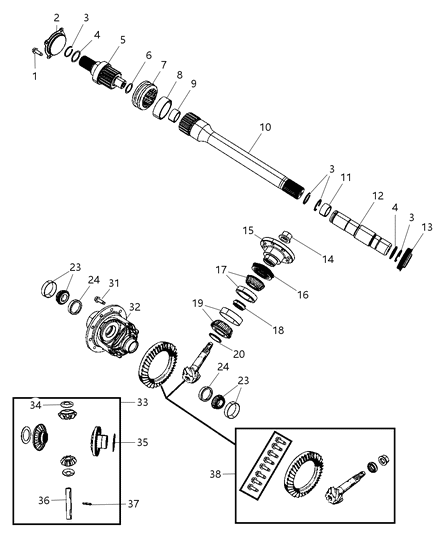 Seal Axle Drive Shaft Diagram for 52114377AB