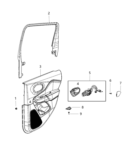2021 Jeep Cherokee Panel Rear Door Trim Diagram for 6UN391CCAB