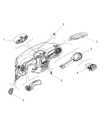 2018 Jeep Compass Outlet A/C & Heater Center Diagram for 5UV78LXHAA