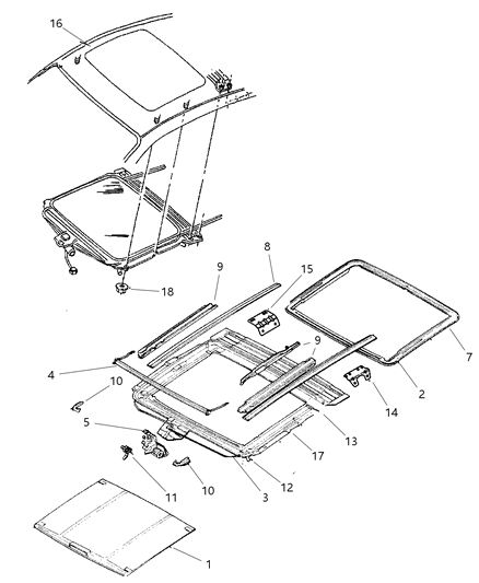 1999 Dodge Neon Guide Sunroof Front Track Diagram for 5027226AB