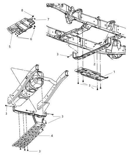 1992 Chrysler Imperial Crossmember Skid Plate Diagram for 68055148AA