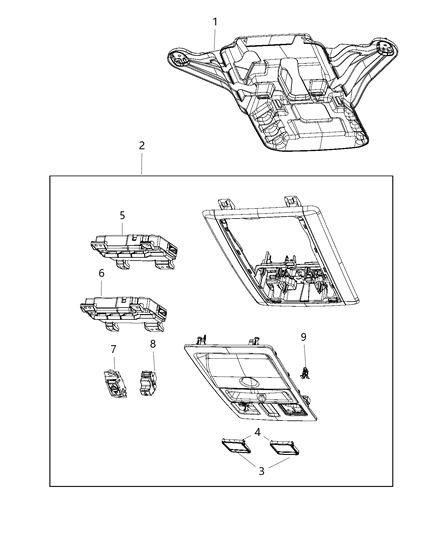 Console Overheadlamps Serviced In Assembly Only Diagram for 1UY23BD1AA
