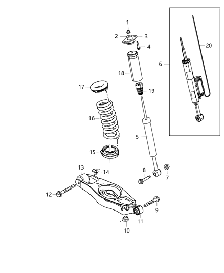 Shock Absorber Suspension Rear Diagram for 68235726AB