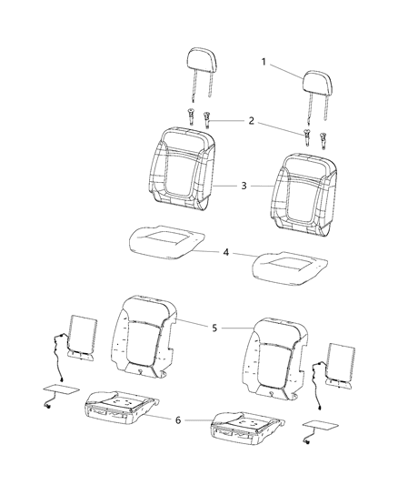 2019 Dodge Journey Cover Front Seat Back Diagram for 6QJ96DX9AA