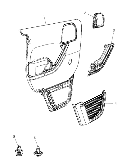 Panel Rear Door Trim Diagram for 1QJ271T9AD