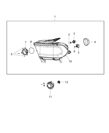 Headlamp Diagram for 68299136AB