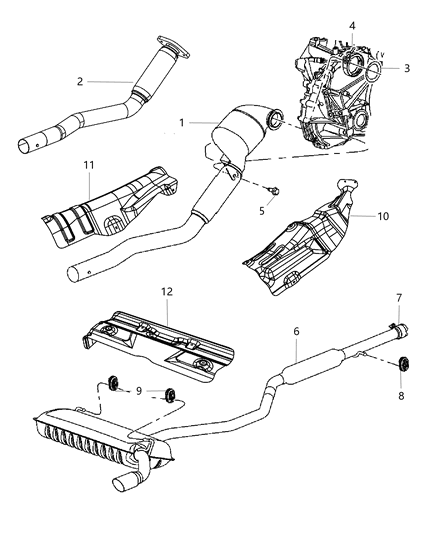 1984 Dodge D350 Muffler And Tailpipe Exhaust Diagram for 68025858AA
