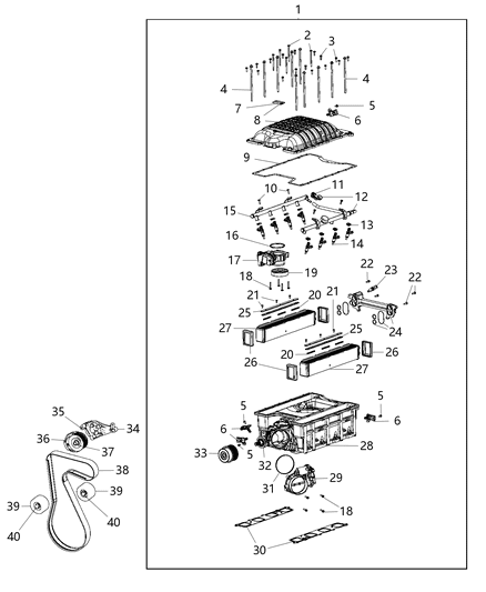 Tensioner Supercharger Drive Belt Diagram for 68222744AC