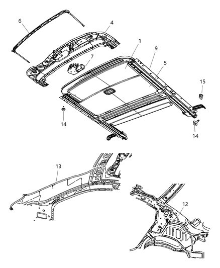 1985 Dodge D250 Glass Sunroof Diagram for 68003464AA