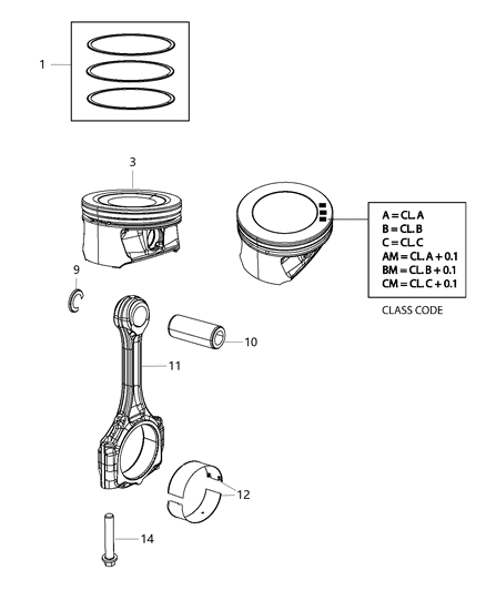 Ring Piston Pin Diagram for 4892961AB