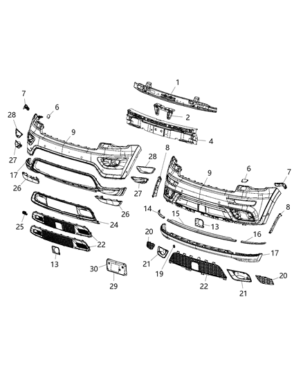 2021 Jeep Wrangler Trim Ring Fog Lamp Bezel Diagram for 5YL30NTZAA