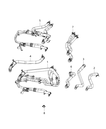 2004 Chrysler Town & Country Hose And Tube Heater Supply And Return Diagram for 5058437AK