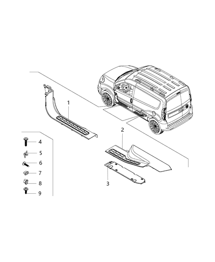 2020 Ram ProMaster City Molding Sill Diagram for 6XK74JXWAA